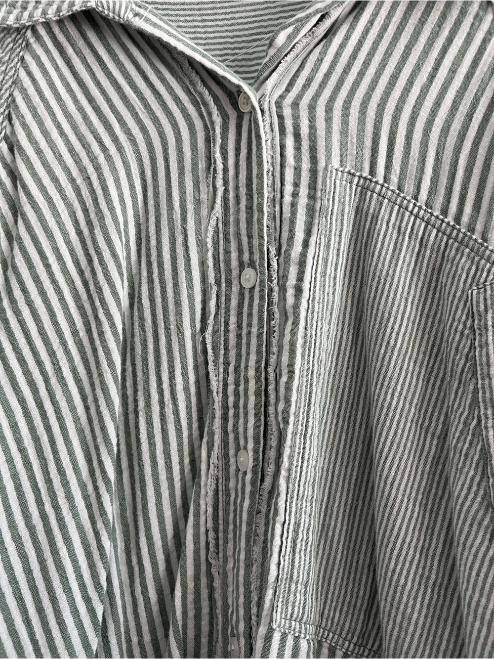 Striped Button-Front Skirt in Light Gray and White - Picture 2 of 4